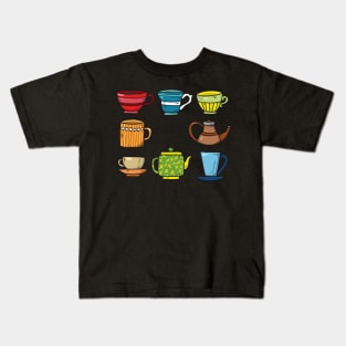 Coffee Screen Printed Mugs Cups Kids T-Shirt